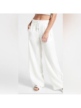 Athleta White linen beach comfy Drawstring Pants Sz 0